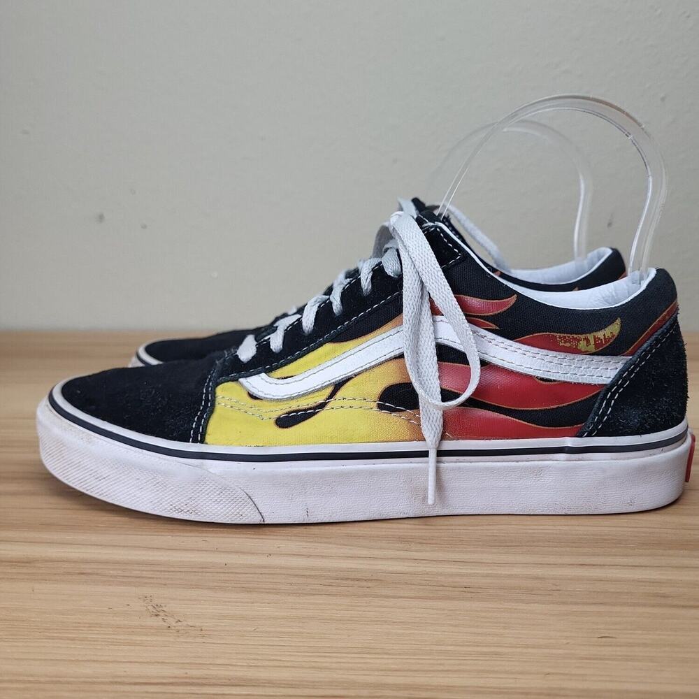 Vans Off The Wall Womens 500714 Black White Lace Up Sneaker Shoes Size 7.5